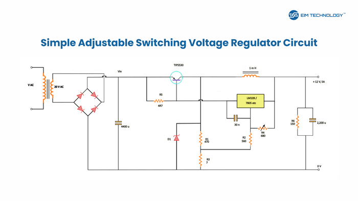 Simple LM 7805 Voltage Regulator: Adjustable Switching Voltage Regulator Circuit and Working Explained - EIM Technology (EVO-IN-MOTION Technology Ltd.)